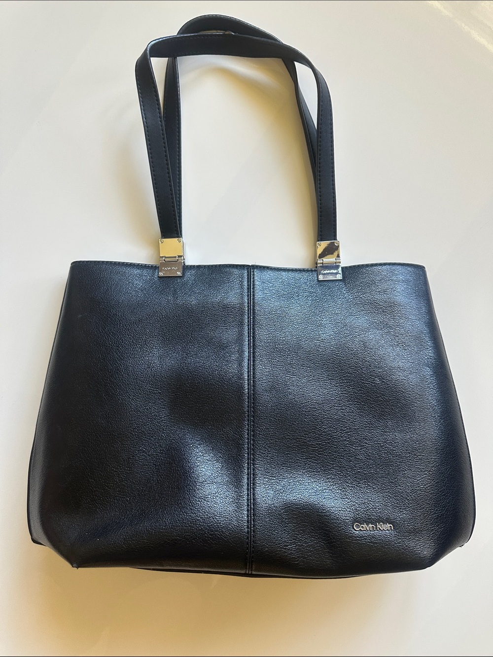 Calvin Klein Black Leather Double-Handle Tote